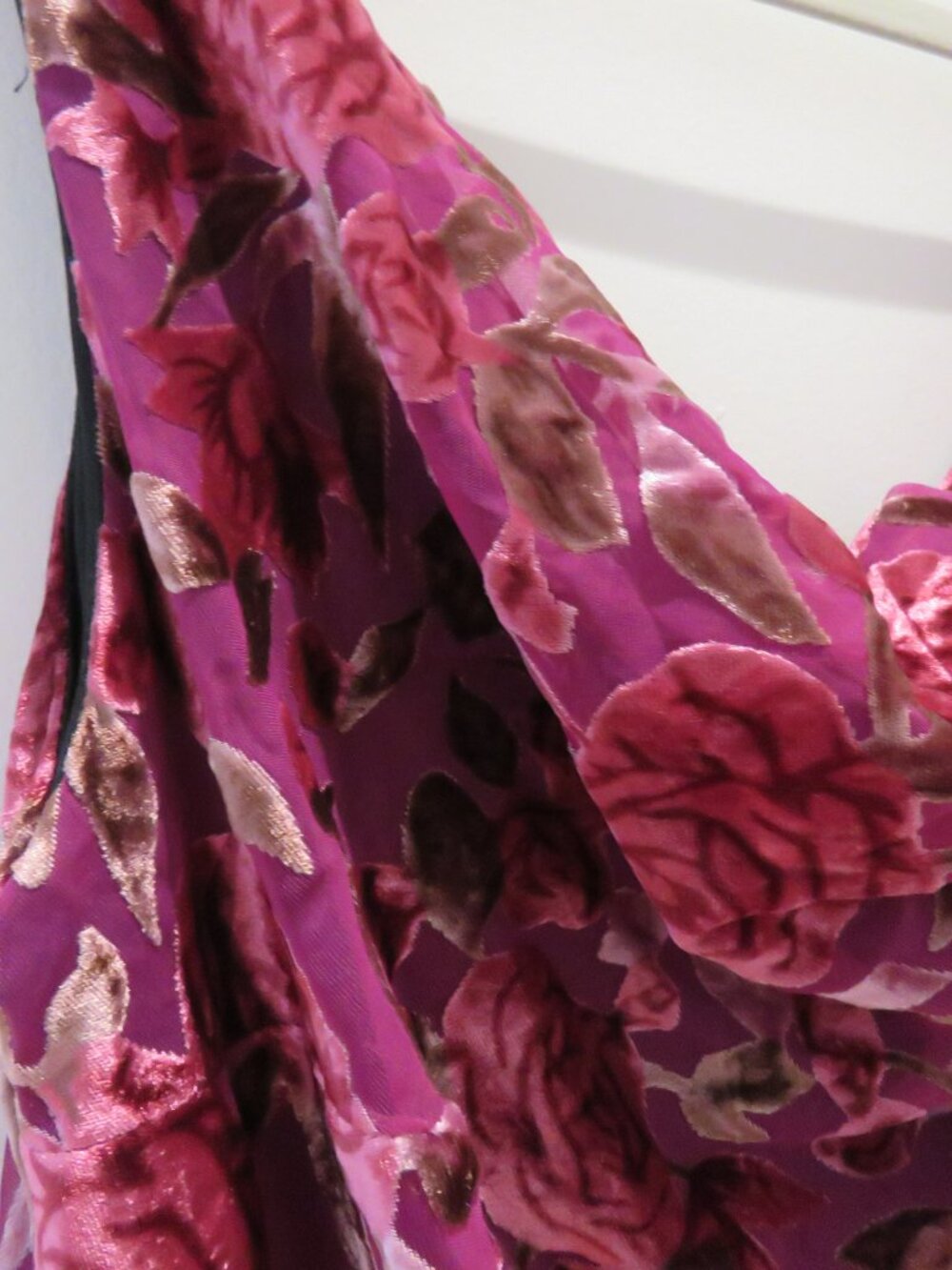 UNIQUE VINTAGE Velvet Burnout Floral Ruched Dress Pink XL Retro Pinup Cocktail - Picture 6 of 15
